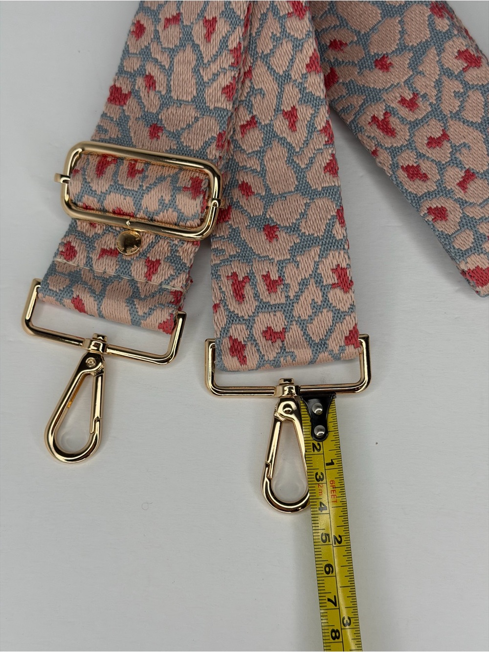Pom Pom London Bag Strap Adjustable Pink Blue Leopard animal Print Gold Hardware - Picture 6 of 7